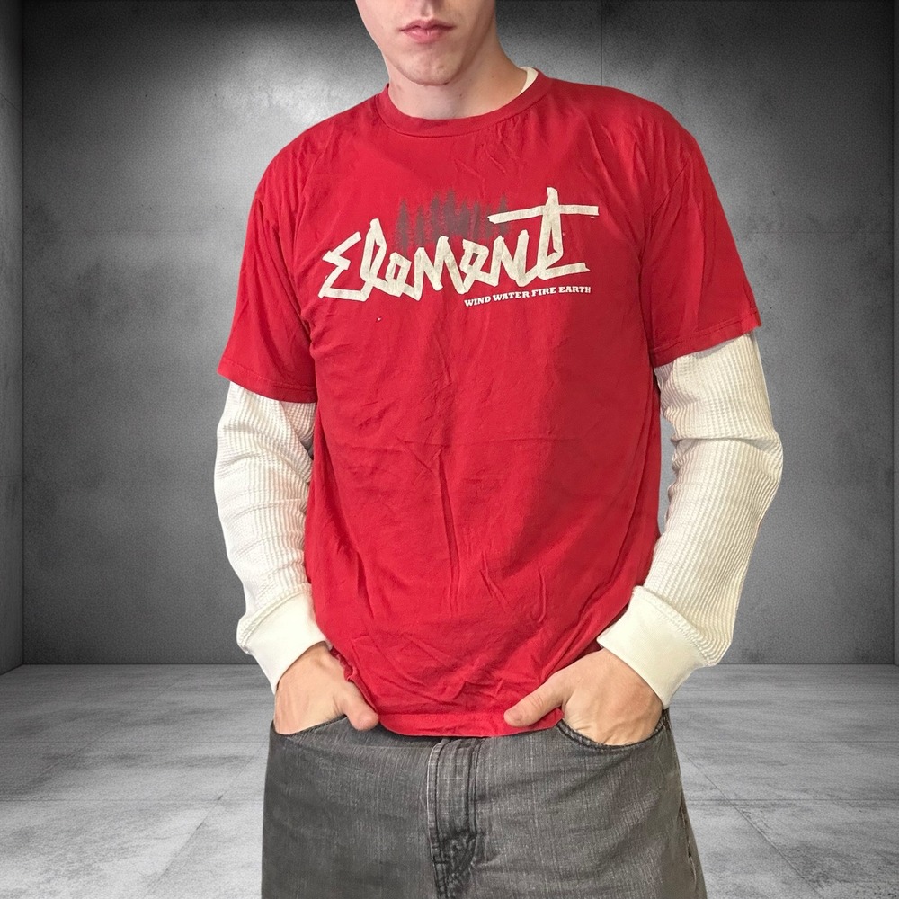 Vintage Element Skateboards T-Shirt Red Y2K Skater Streetwear Graphic Tee